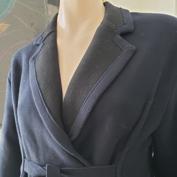 Tout à Coup | Two-tone Wool-blend Coat with Corset Lace-up Back and Tie Front - Picture 2 of 13